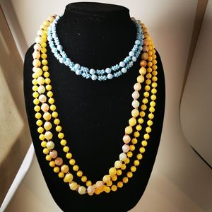 Vintage Lot of Three Pastel Tone Beaded Necklaces